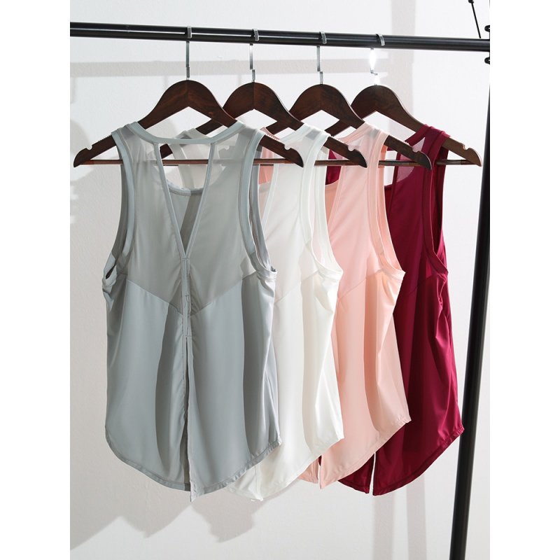 新款瑜伽服背心两件套网罩健身上衣罩衫女夏季宽松休闲运动罩衫