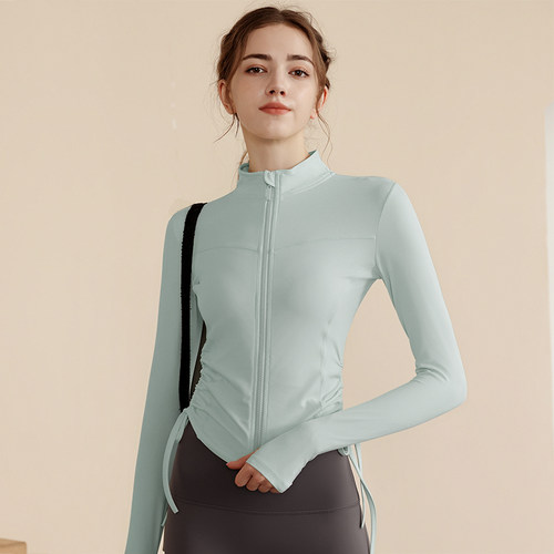 高级感瑜伽服上衣女修身长袖立领