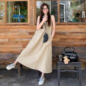无袖 气质显瘦钓系约会长裙海边度假 女装 休闲宽松连衣裙子夏季 新款