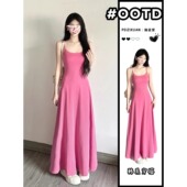 法式 海边度假粉色吊带连衣裙子女夏季 2025新款 小个子气质显瘦长裙