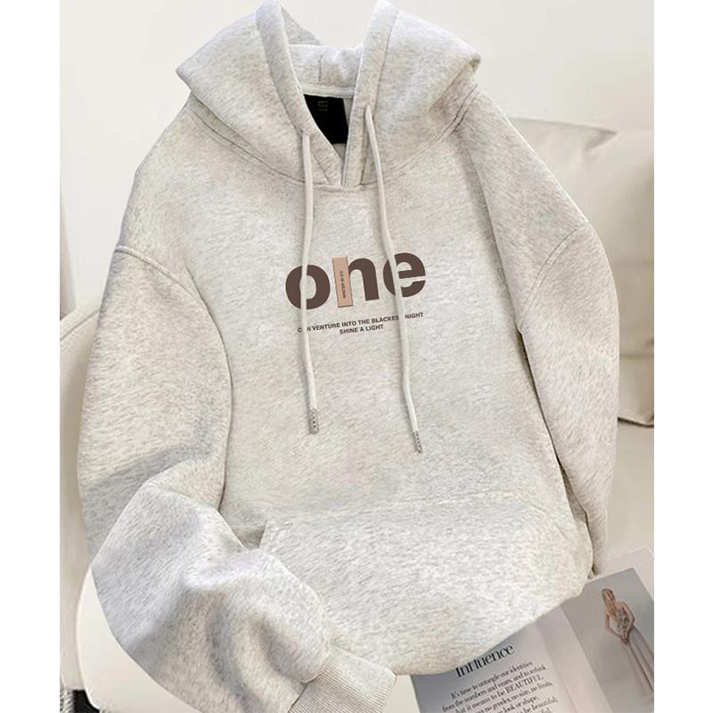 灰色连帽卫衣女冬季2025年新款爆款宽松显瘦上衣加绒加厚韩系外套
