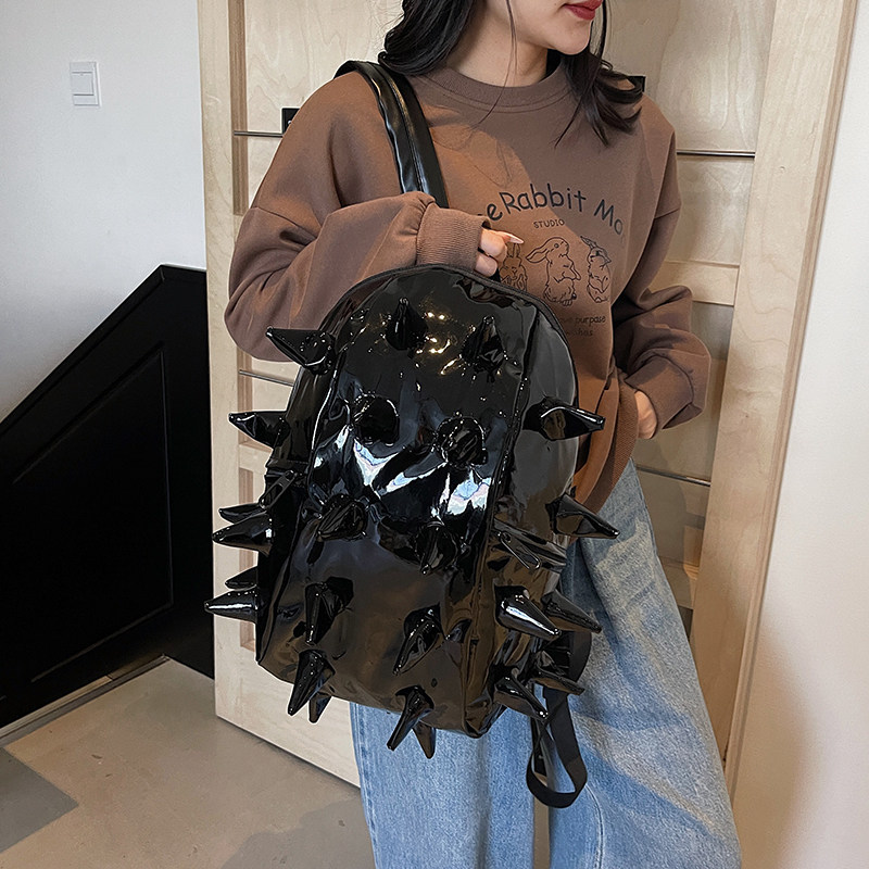 亮面刺猬双肩包设计感小众潮流