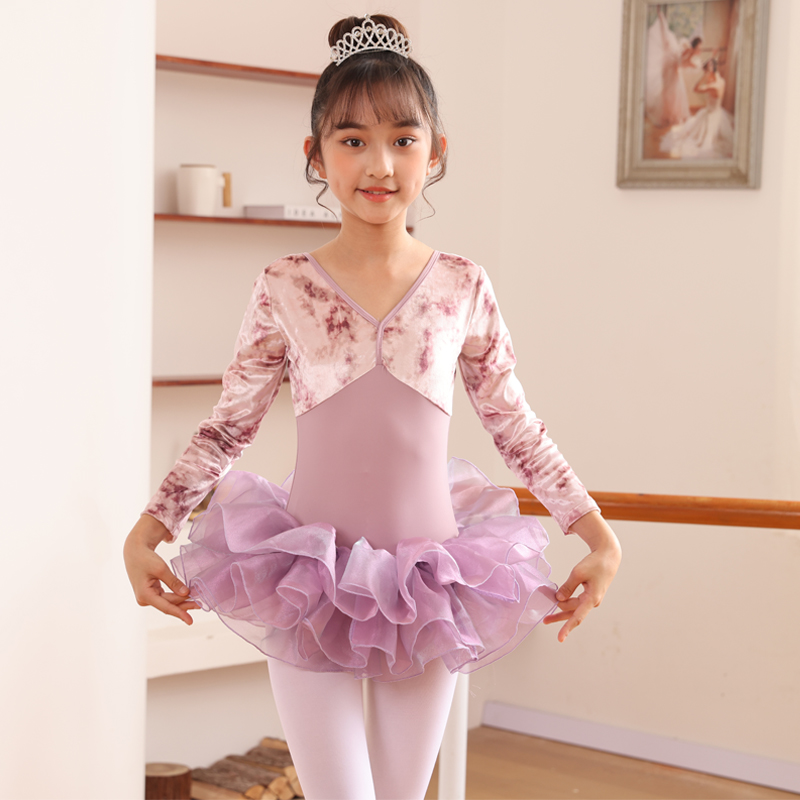 长袖考级丝绒演出服秋冬保暖