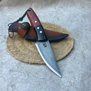 纯手工锻打吃肉水果削皮刀户撒阿昌族户外狩猎小直刀厨房大马士革