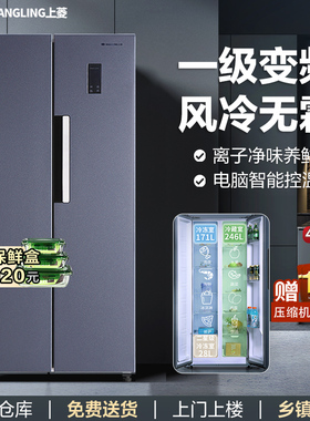 上菱 BSE445PWL双开门家用电冰箱一级节能双变频静音省电风冷无霜