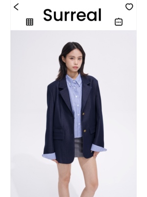 Surreal外廓形西装外套女2024秋季新款宽松牛仔西装