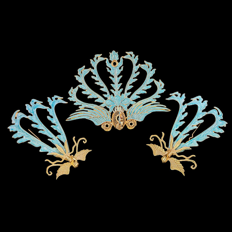 七尾凤冠烧蓝铜合金电泳保色