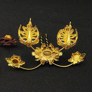 亿铜饰品DIY复原款明制唐风仕女冠凤凰发冠古风汉服头饰发簪材料