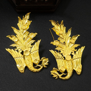 亿铜饰品diy热卖 明制凤凰对钗凤凰掩鬓古风红色发冠头饰材料 新款