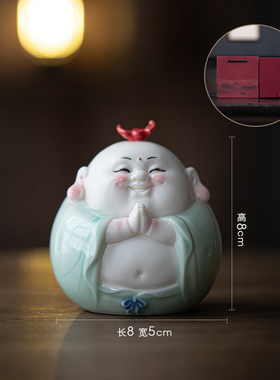 创意陶瓷可爱大肚弥勒佛家居客厅办公桌装饰品笑佛小摆件香插
