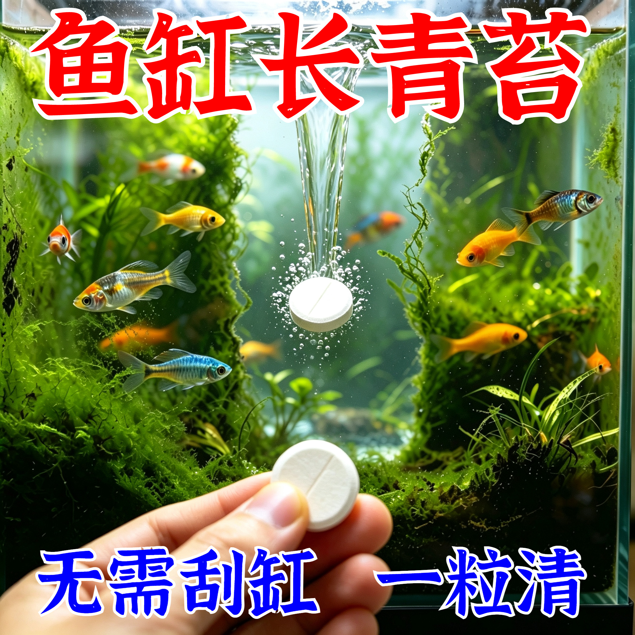 鱼缸刷青苔神器除藻片除藻剂青苔清除绿藻褐丝藻黑毛藻青苔净水片