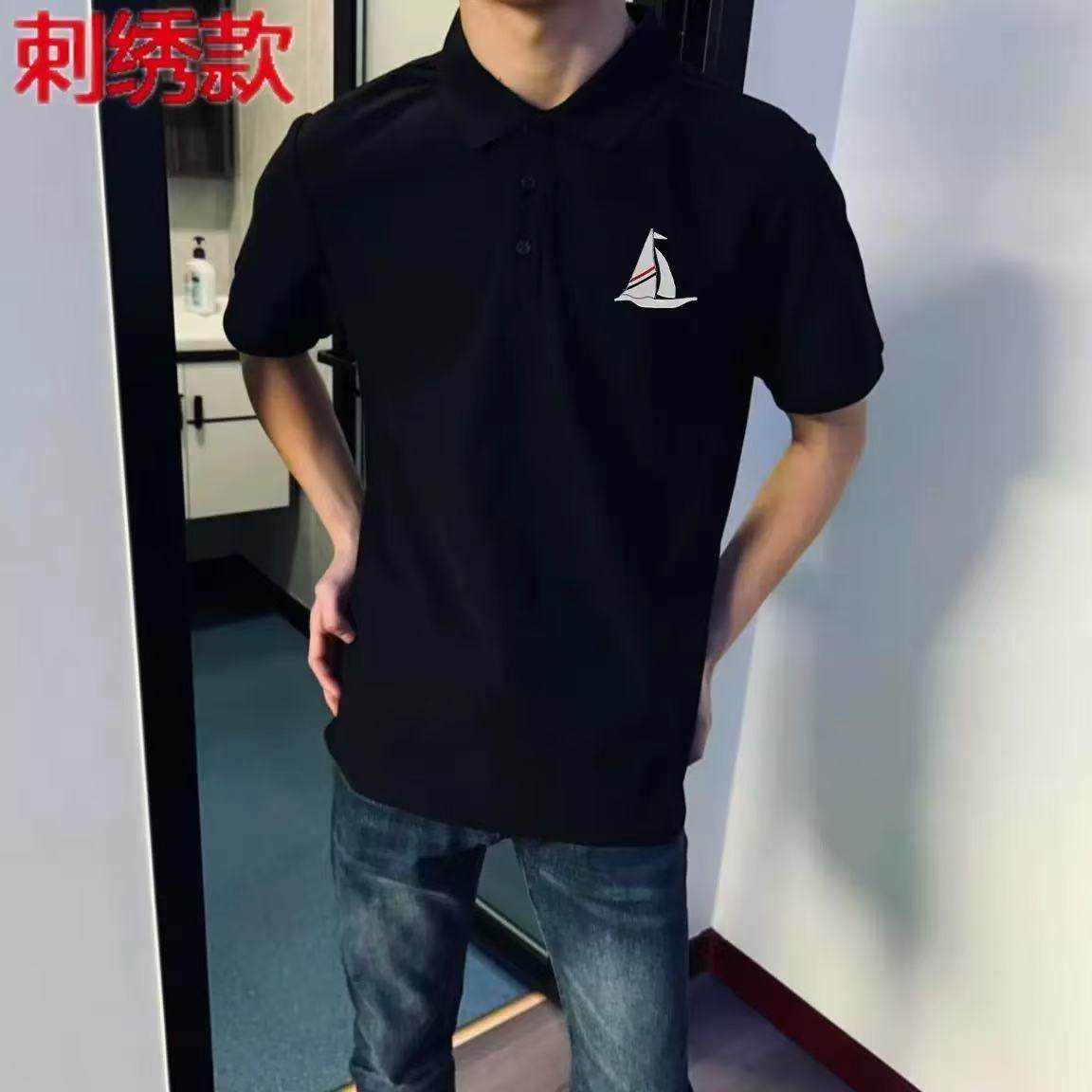 2025新款潮牌男印花帆船polo短袖T恤夏季休闲百搭翻领POLO半袖
