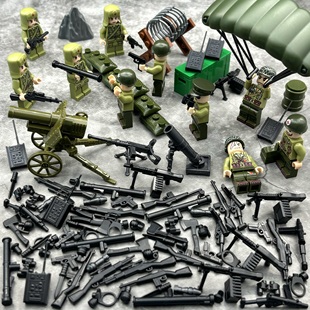 军事二战积木人仔八路军乐高武器大炮美苏士兵小人偶武器拼装玩具