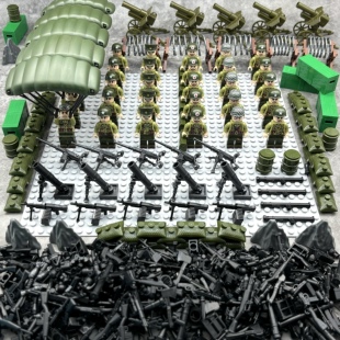 二战士兵小人八路军长津湖大炮大战打仗人仔军事积木男孩益智玩具