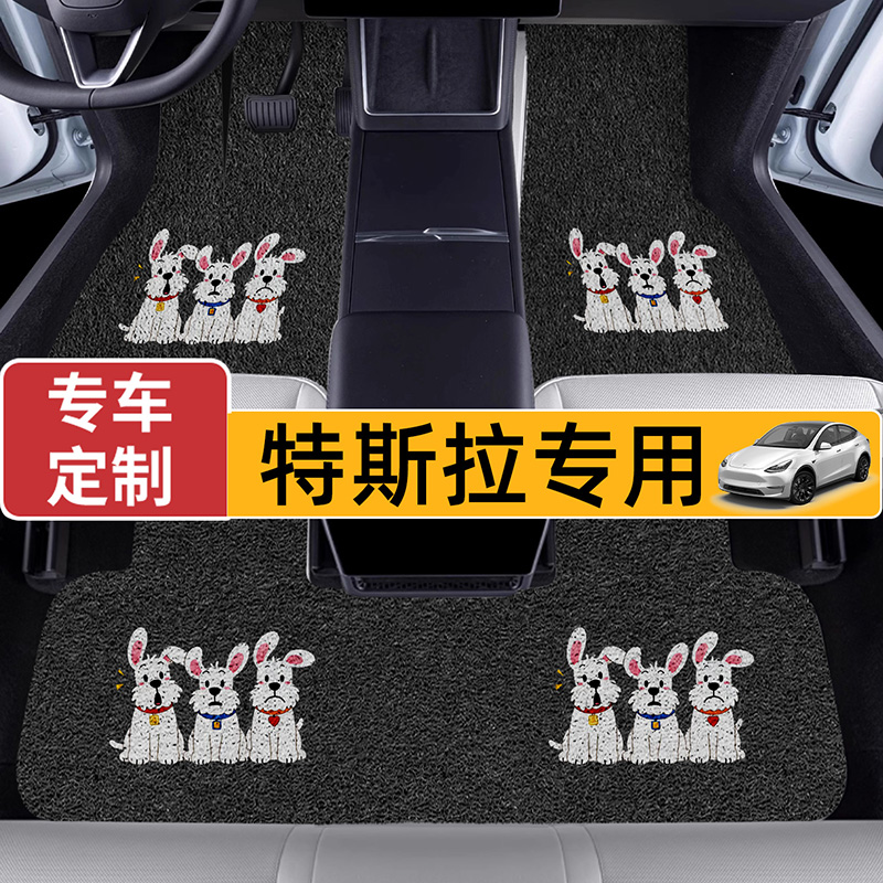 适用于Model 3  Model Y 专用汽车脚垫 卡通耐磨丝圈地垫防滑脚垫