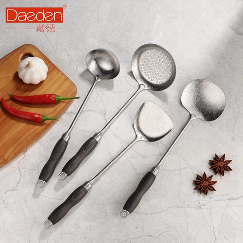 Daeden/戴德纯钛炒菜铲子防烫钛铲钛勺漏铲孔铲蘑菇铲家用套装