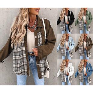 checkered shirt long Cowboy sleeved down jacket button
