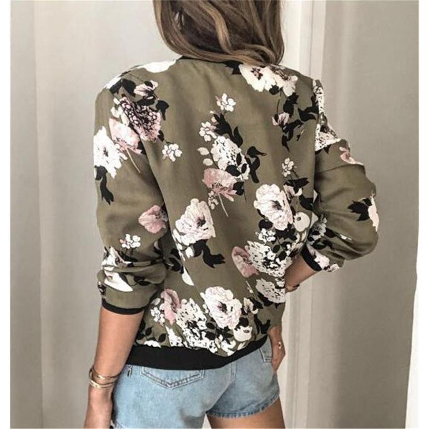 Fashionable printed zippered long sleeved jacket for women,