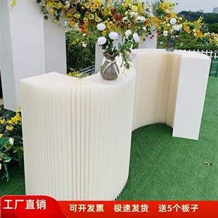婚庆道具纸质折叠甜品台鞋包纸折柱摆台中岛台罗马柱展示台陈列架