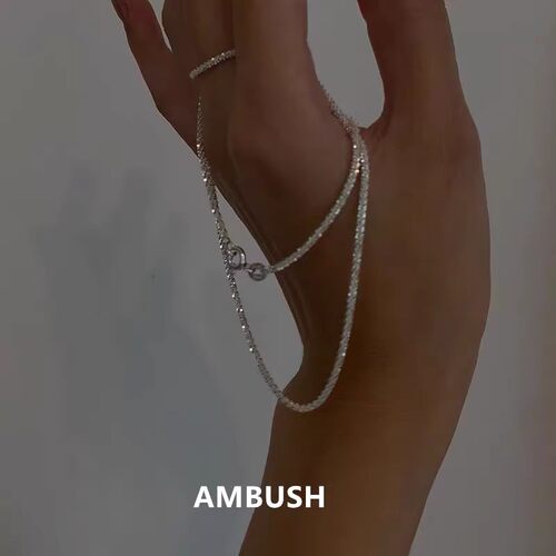 新款AMBUSH项链s925纯银 碎银子素链手链轻奢小方块筛子项链男女