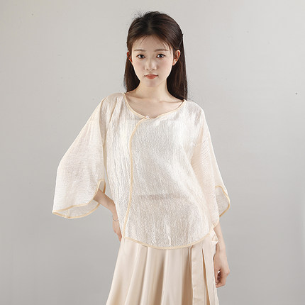 古典舞女飘逸透气简约新中式练功服中国民族舞教师基训服演出上衣