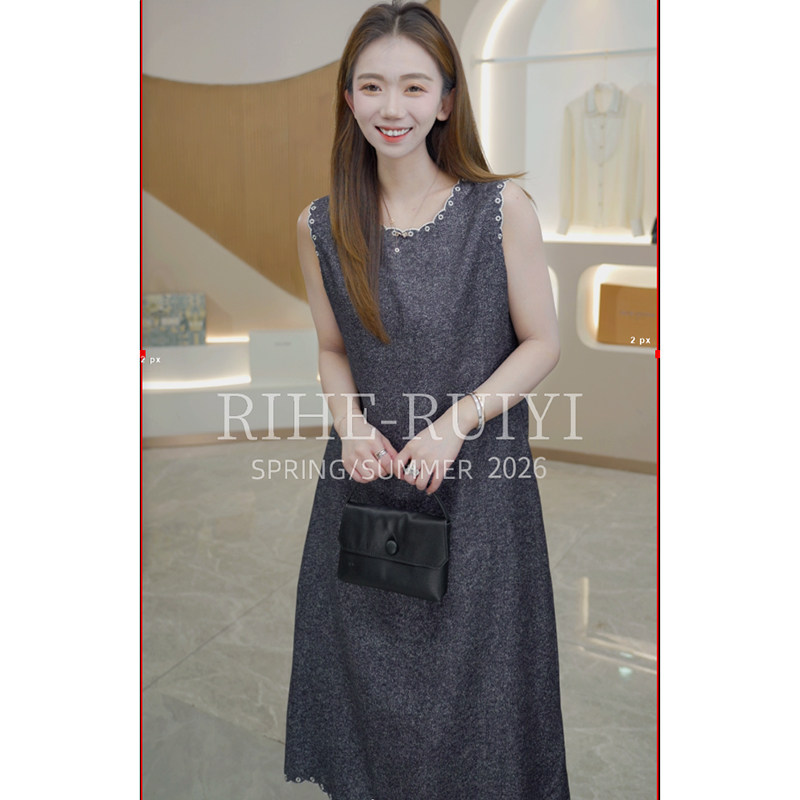 RH【钩边提花】RH881气质时尚宽松复古钩边小香提花桑蚕丝连衣裙
