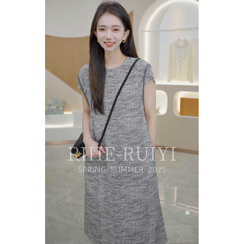R H 小个子T恤真丝连衣裙女2025年新款夏季休闲百搭薄款桑蚕丝裙