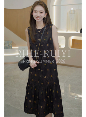 RH【花萝红云纱】RH1185气质复古20M花萝红云纱鱼尾桑蚕丝连衣裙