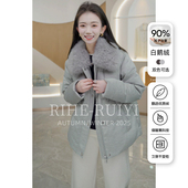 RH高端小个子短款 鹅绒羽绒服女2025年新款 气质大毛领加厚外套D019