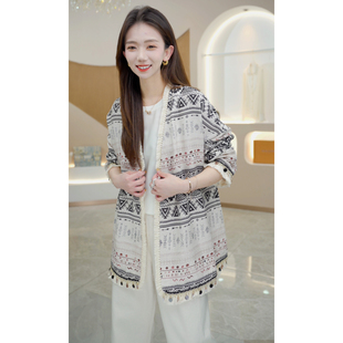 2025春季 新品 气质长袖 亚麻开衫 波西米亚 薄款 25SS124