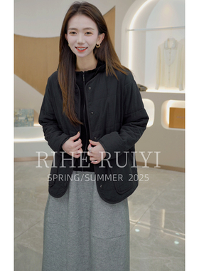 R H 【桑蚕丝】SG8033秋冬新款复古时尚休闲桑蚕丝棉服外套