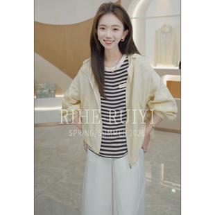 SG6093新款 轻奢气质复古时尚 显丝麻混纺连帽小外套 奶黄包