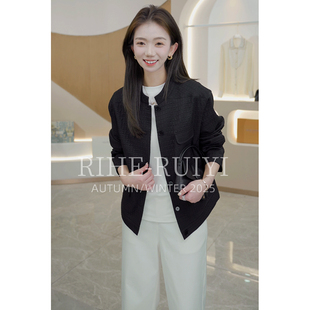 休闲显瘦重磅桑蚕丝短外套7307 复古轻奢老钱时尚 千鸟格丝绵