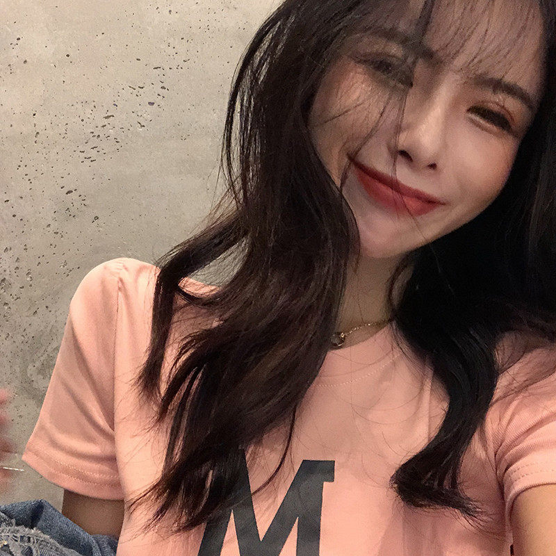 显胸大弹力上衣字母印花短款高腰韩版潮T恤女短袖修身露脐时尚夏|ruв категории Женская одежда, футболка - от Buy2taobao.com для оказания профессиональной услуги покупки агента Taobao
