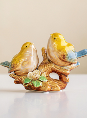 景德镇陶瓷小鸟工艺摆件家居装饰客厅玄关电视柜酒柜桌面创意礼品