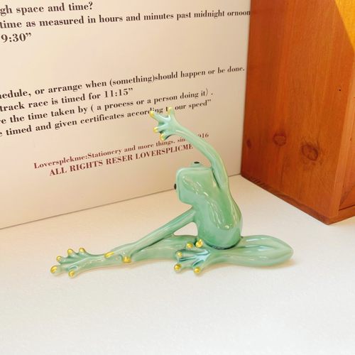 景德镇创意陶瓷瑜伽青蛙茶宠摆件家居小饰品客厅酒柜桌面装饰礼物