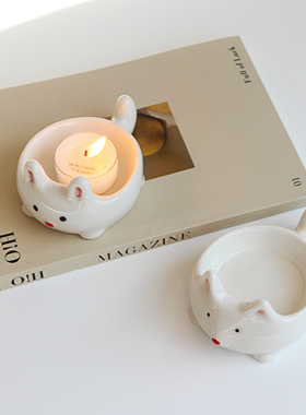 小众创意烛台摆件小巧可爱陶瓷香薰蜡烛托台家用氛围感卧室香氛