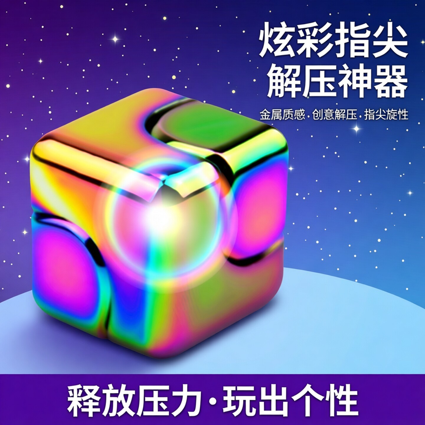 EDC旋转魔方 指间陀螺玩具炫彩指尖机械解压神器黑科技金属