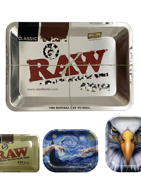 RAW 小号中号马口铁托盘烟斗丝醒草收纳盘手卷丝操作盘户外野餐盘