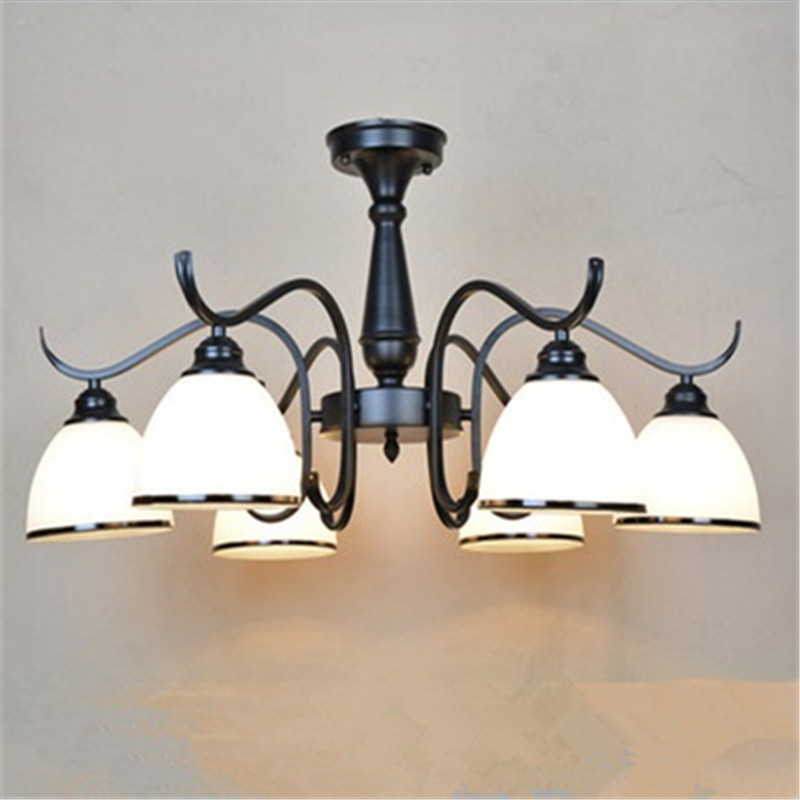 欧式铁艺复古美式简约烤漆灯具客厅餐厅卧室8 6 5 3头吸吊灯包邮