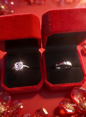 仿真钻石情侣对戒婚礼交换戒指女