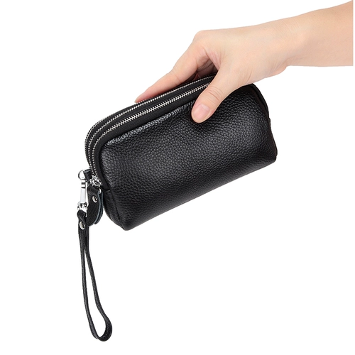 Кожаная маленькая сумка клатч с молнией, вместительный и большой длинный бумажник, универсальный мобильный телефон, кошелек, воловья кожа, из натуральной кожи