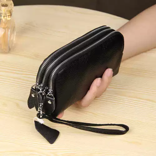 Кожаная маленькая сумка клатч с молнией, вместительный и большой длинный бумажник, универсальный мобильный телефон, кошелек, воловья кожа, из натуральной кожи