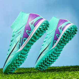 C罗刺客高帮男款TF碎钉足球鞋AG长钉女生儿童专业比赛耐磨训练鞋