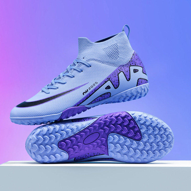 C罗刺客新款高帮足球鞋男款碎钉儿童男童女童成人防滑比赛训练鞋