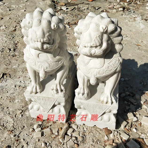 石雕狮子汉白玉石狮子大理石精雕动物雕塑天安门石狮雕刻门口摆件
