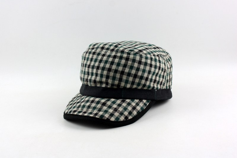 日本户外 休闲格子 透气coolmax 软帽檐男女情侣 平顶帽