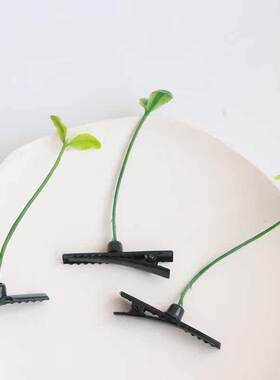 创意清新绿色小豆芽发夹儿童搞怪小草鸭嘴夹立体发卡不伤发头饰女