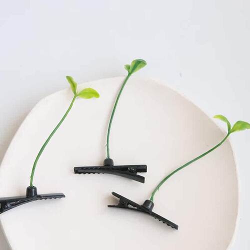 创意清新绿色小豆芽发夹儿童搞怪小草鸭嘴夹立体发卡不伤发头饰女