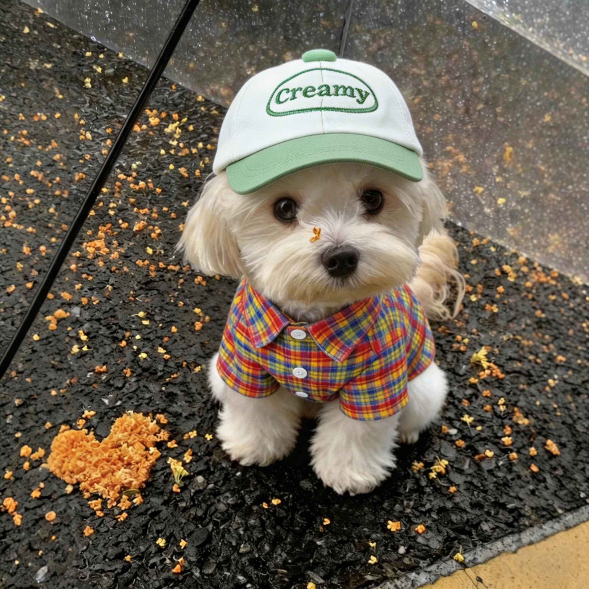 小狗帽子露耳朵防晒小型犬遮阳比熊刺绣拼色鸭舌帽雪纳瑞宠物配饰